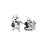 Christmas Red Bell Rinedeer Pendant Bead Fit Necklace Charms
