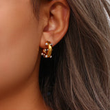 Chunky Stainless Steel Designer Earrings For Women Irregular Pearl Zircon
