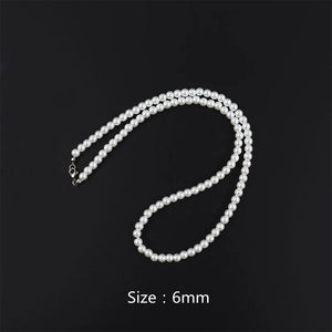 Classic Cross Pendant Necklace Men Pearls Stainless Steel Chain