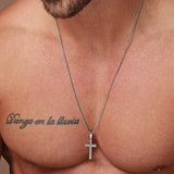 Classic Cross Pendant Necklace Men Pearls Stainless Steel Chain