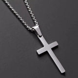 Classic Cross Pendant Necklace Men Pearls Stainless Steel Chain