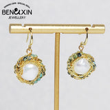 Turquoise Freshwater Pearl Dangle Earrings Wedding Party Jewelry