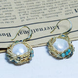 Turquoise Freshwater Pearl Dangle Earrings Wedding Party Jewelry