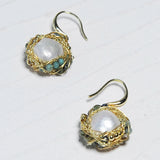 Turquoise Freshwater Pearl Dangle Earrings Wedding Party Jewelry