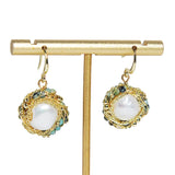 Turquoise Freshwater Pearl Dangle Earrings Wedding Party Jewelry