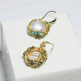 Turquoise Freshwater Pearl Dangle Earrings Wedding Party Jewelry
