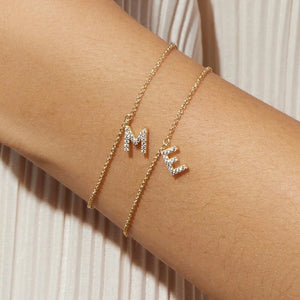 Pave Zircon 26 Letter Chain Bracelet Women's Jewelry Gift