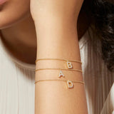 Pave Zircon 26 Letter Chain Bracelet Women's Jewelry Gift