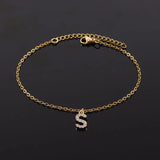 Pave Zircon 26 Letter Chain Bracelet Women's Jewelry Gift