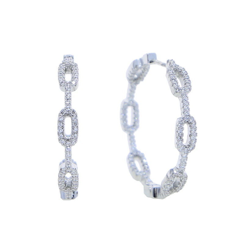Micro Pave CZ Hoop Earring For Women 5A Cubic Zirconia Open Circle Hoops