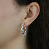 Micro Pave CZ Hoop Earring For Women 5A Cubic Zirconia Open Circle Hoops