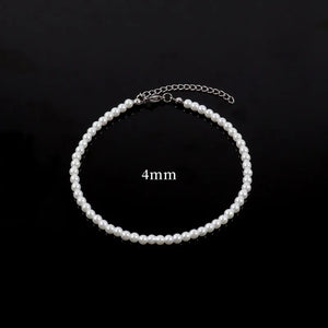 Simulated Pearl Anklet 4/6/8/10mm Bead Anklet