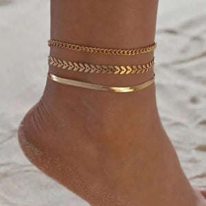 Classic Snake Fish Bone Chain Anklet Stainless Steel Link Chain Anklet For Women