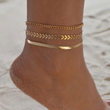 Classic Snake Fish Bone Chain Anklet Stainless Steel Link Chain Anklet For Women