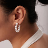 Classic Stainless Steel Pearl C-Shaped Earrings For Woman