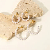 Classic Stainless Steel Pearl C-Shaped Earrings For Woman
