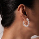Classic Stainless Steel Pearl C-Shaped Earrings For Woman