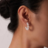 Classic Stainless Steel Pearl C-Shaped Earrings For Woman