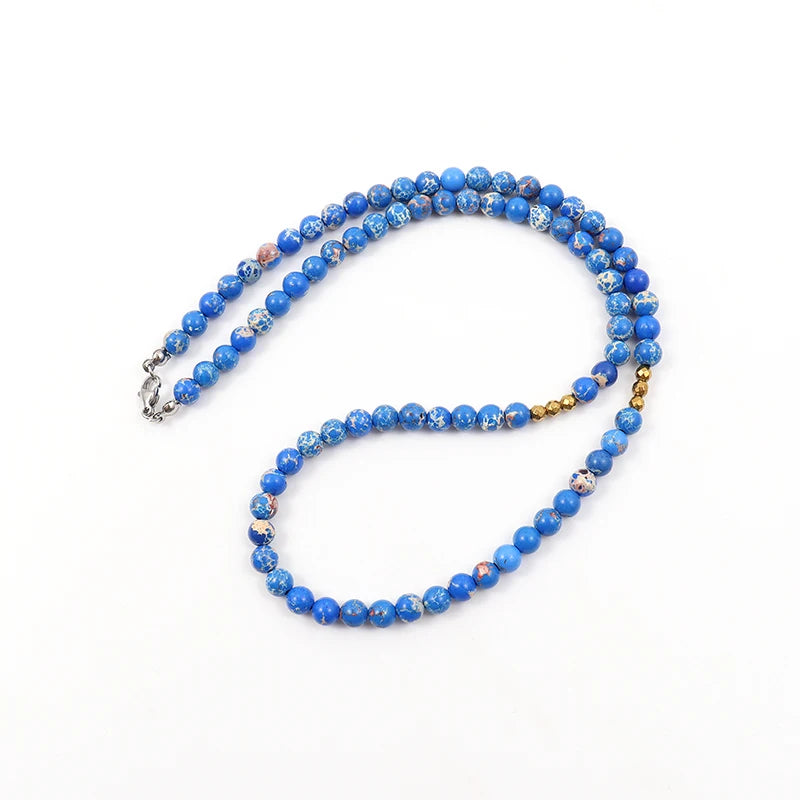 Classic 6mm Stone Beaded Necklace Men Gift