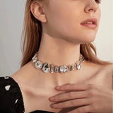 Clear Crystal Choker Necklace Women Silver CZ Clavicle Chain Party Jewelry