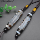 Coffee Agate Guanyin Buddha Statue Amulet DZI Pendant Necklace