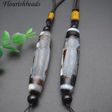 Coffee Agate Guanyin Buddha Statue Amulet DZI Pendant Necklace