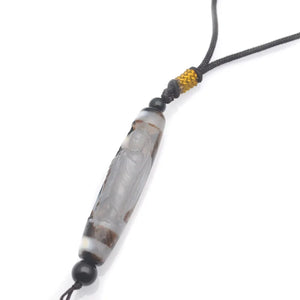 Coffee Agate Guanyin Buddha Statue Amulet DZI Pendant Necklace