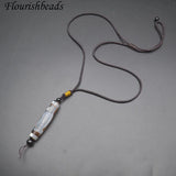 Coffee Agate Guanyin Buddha Statue Amulet DZI Pendant Necklace