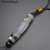 Coffee Agate Guanyin Buddha Statue Amulet DZI Pendant Necklace