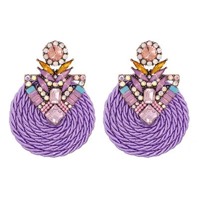 Colorful Crystal Earrings High-quality Round Drop Jewelry