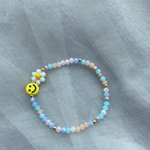 Colorful Smiley Daisy Flowers Beaded Bracelet Necklace Choker
