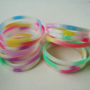 20PCS Bulk Silicone Friendship Wristband Mix Print Bracelets