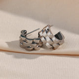 Thick Watchband Hoop Earrings Silver Stainless Steel Womens