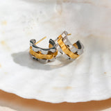 Thick Watchband Hoop Earrings Silver Stainless Steel Womens