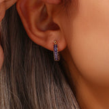 Summer Colorful Crystal Hoop Earrings Red Pink Purple CZ