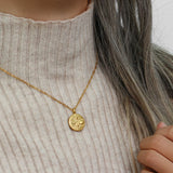 Moon Star Milky Way Coin Necklace Stainless Steel