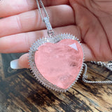 Crystal Heart Pink Tourmaline Moissanite Pendant Necklace for Women