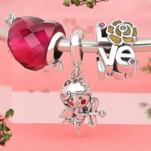 Cupid Family Camera Pendant Charm Bead for 925 Silver Bracelet DIY Jewelry