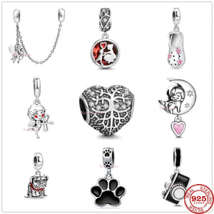Cupid Family Camera Charm Bead 925 Silver Bracelet DIY Jewelry