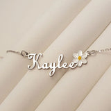 Personalized Daisy Name Necklace Stainless Steel Mothers Gift