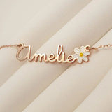Personalized Daisy Name Necklace Stainless Steel Mothers Gift