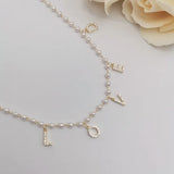 Personalised Pearl Name Necklace with 9mm Zircon Letter Dangle