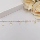 Personalised Pearl Name Necklace with 9mm Zircon Letter Dangle