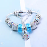 Crystal Unicorn Charm Bracelet Silver Luminous Beads Bracelet