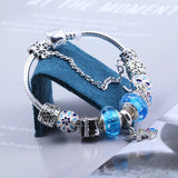 Crystal Unicorn Charm Bracelet Silver Luminous Beads Bracelet