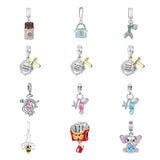 DIY Women Jewelry Cross Turtle Popcorn Dangle Bead Fit Necklace Charms Silver
