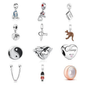 Silver Hair Dryer Pendant Bead for Necklace Charms 925 Bracelet