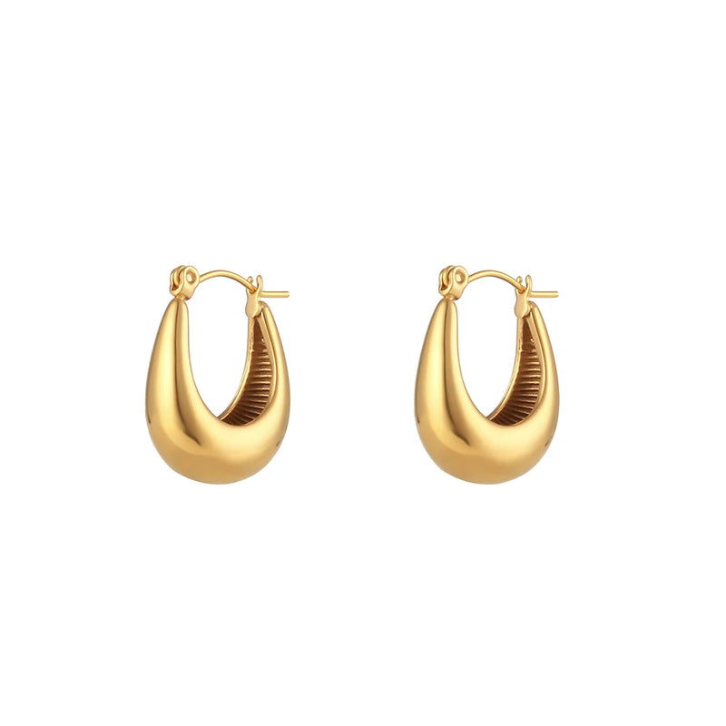 Small Plated Stainless Steel U Shape Hoop Earrings for Women