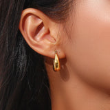 Small Plated Stainless Steel U Shape Hoop Earrings for Women