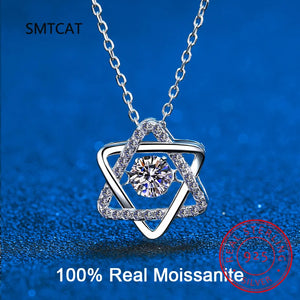 Zircon Star of David Hexagram Gemstone 925 Silver Necklace